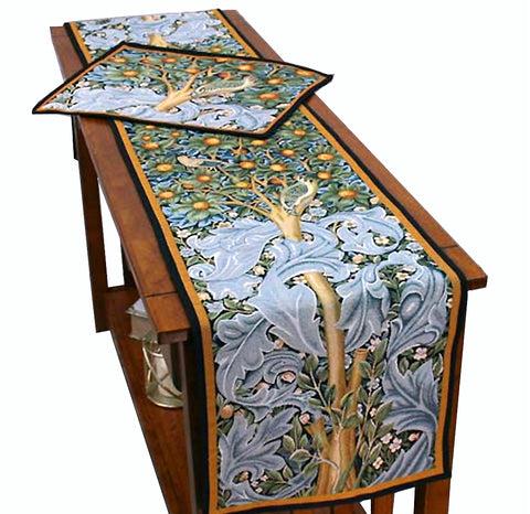 William Morris Woodpecker Tapestry Table Runner with placemat