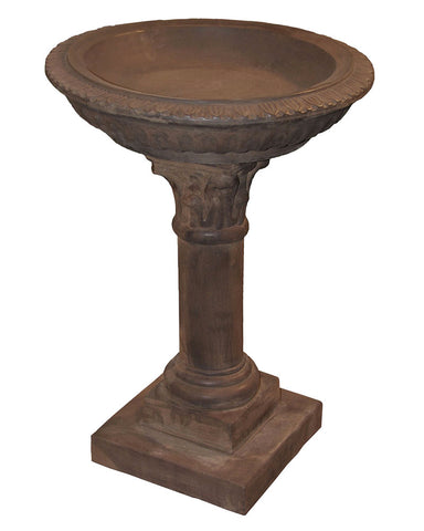 Regency Bird Bath in Cast Stone Dark Walnut alone