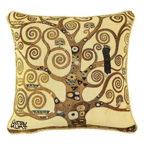 Signare Gustav Klimt Tree of Life Tapestry Pillow, Front view