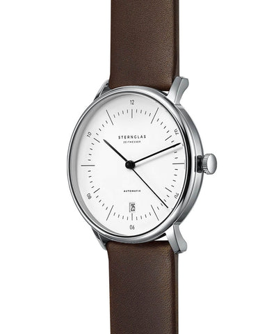 Sternglas Naos Automatic White / Brown Watch, Angle view