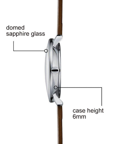Sternglas Naos White / Brown Watch, Side view with specs