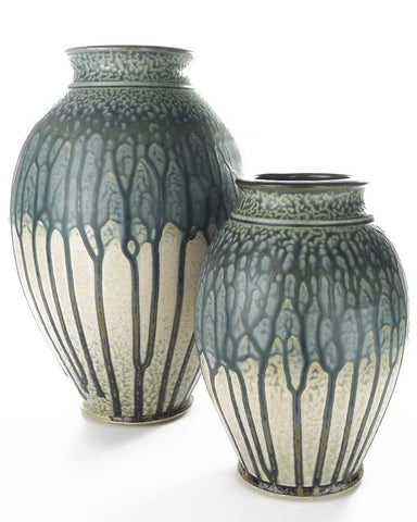 Stofan Pottery Ceramic Traditional Vase - Blue Large with Medium