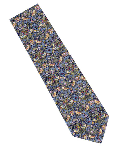 William Morris Strawberry Thief Blue Silk Tie