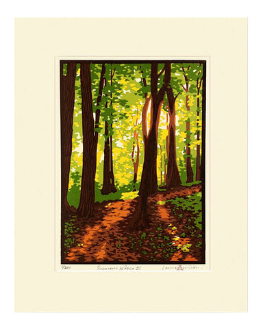 Laura Wilder Summer Woods III Limited Edition Matted Block Print Ivory