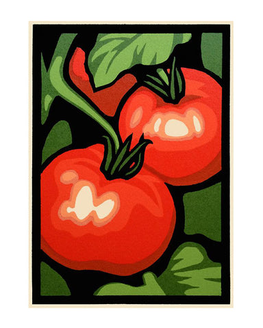 Laura Wilder Tomatoes Limited Edition Framed Matted Block Print - Image only