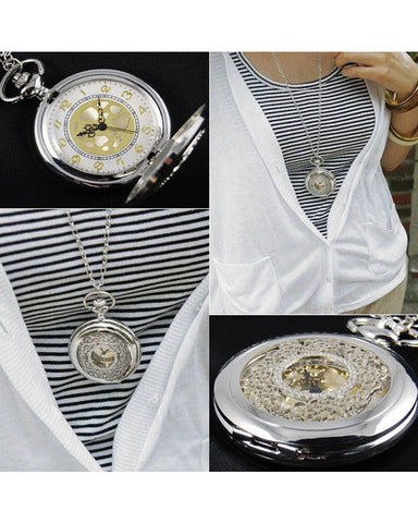 Vintage Style Pocket Watch Pendant Necklace