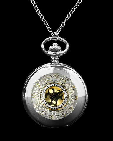 Vintage Style Pocket Watch Pendant Necklace