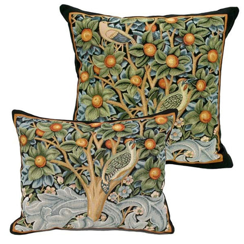 William Morris Woodpecker Tapestry Pillow and Lumbar Pillow