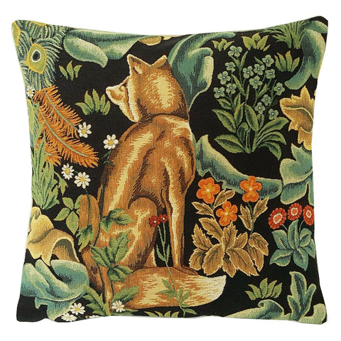William Morris Black Forest Wolf Belgian Tapestry Pillow