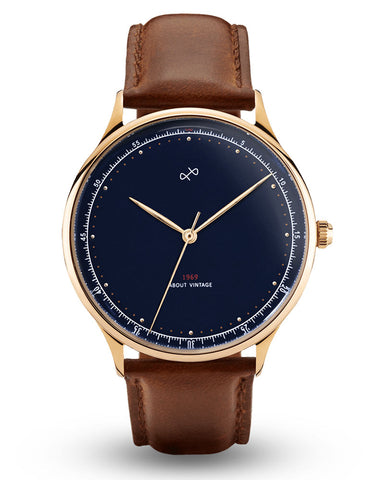 About Vintage 1969 Vintage Gold / Midnight Blue Watch
