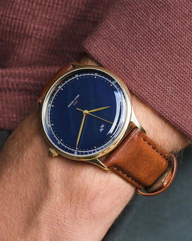 About Vintage 1969 Vintage Gold / Midnight Blue Watch Style Shot 2