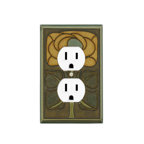 Art Nouveau Flower Ceramic Tile Switch Plate Single Outlet