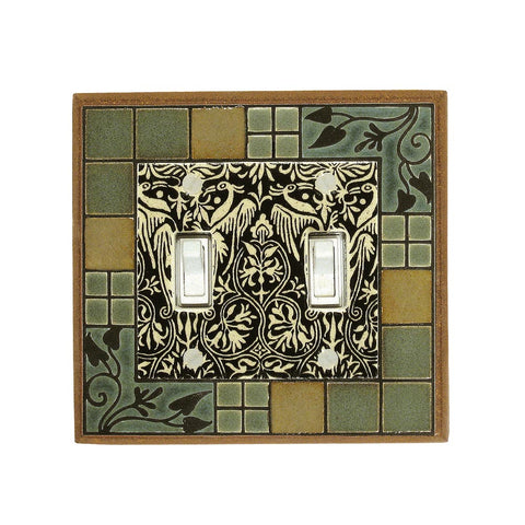 Arts & Crafts Ceramic Tile Switch Plate Double Toggle
