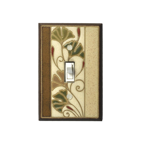 Art Nouveau Ginkgo Ceramic Tile Switchplate Single Toggle