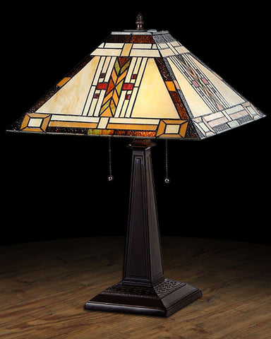 Arts & Crafts Gode Stained Glass Table Lamp