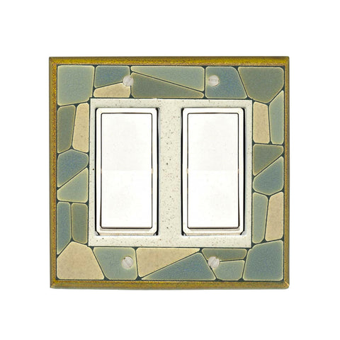 Mosaic Border Ceramic Tile Switch Plate Double Rocker