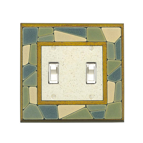 Mosaic Border Ceramic Tile Switch Plate Double Toggle