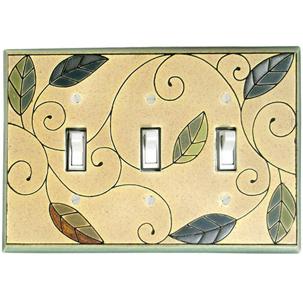 Mosaic Leaves Ceramic Tile Switch Plate | ArchitectGiftsPlus